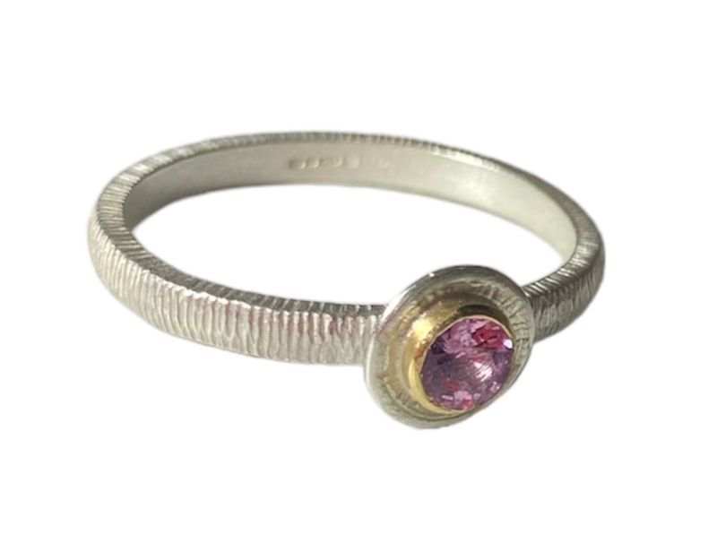 Dainty Pink Tourmaline & Silver Ring- Adele Taylor 