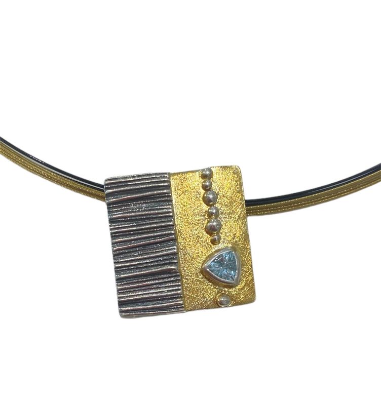 Blue Square Topaz Pendant - Eva Stone Close Up