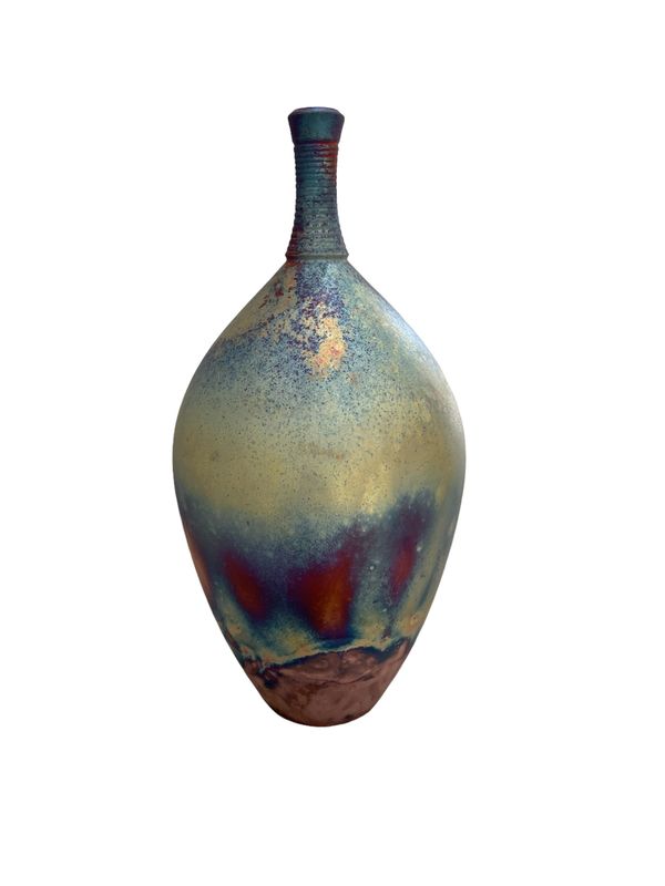 Raku copper fired bottle