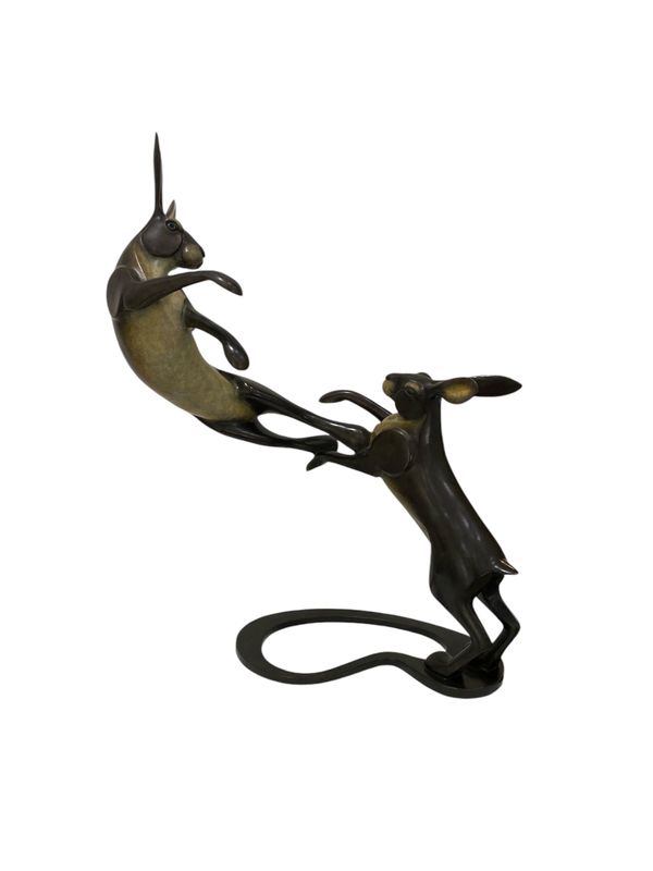 Boxing Hares- David Meredith- Bronze Sculpture