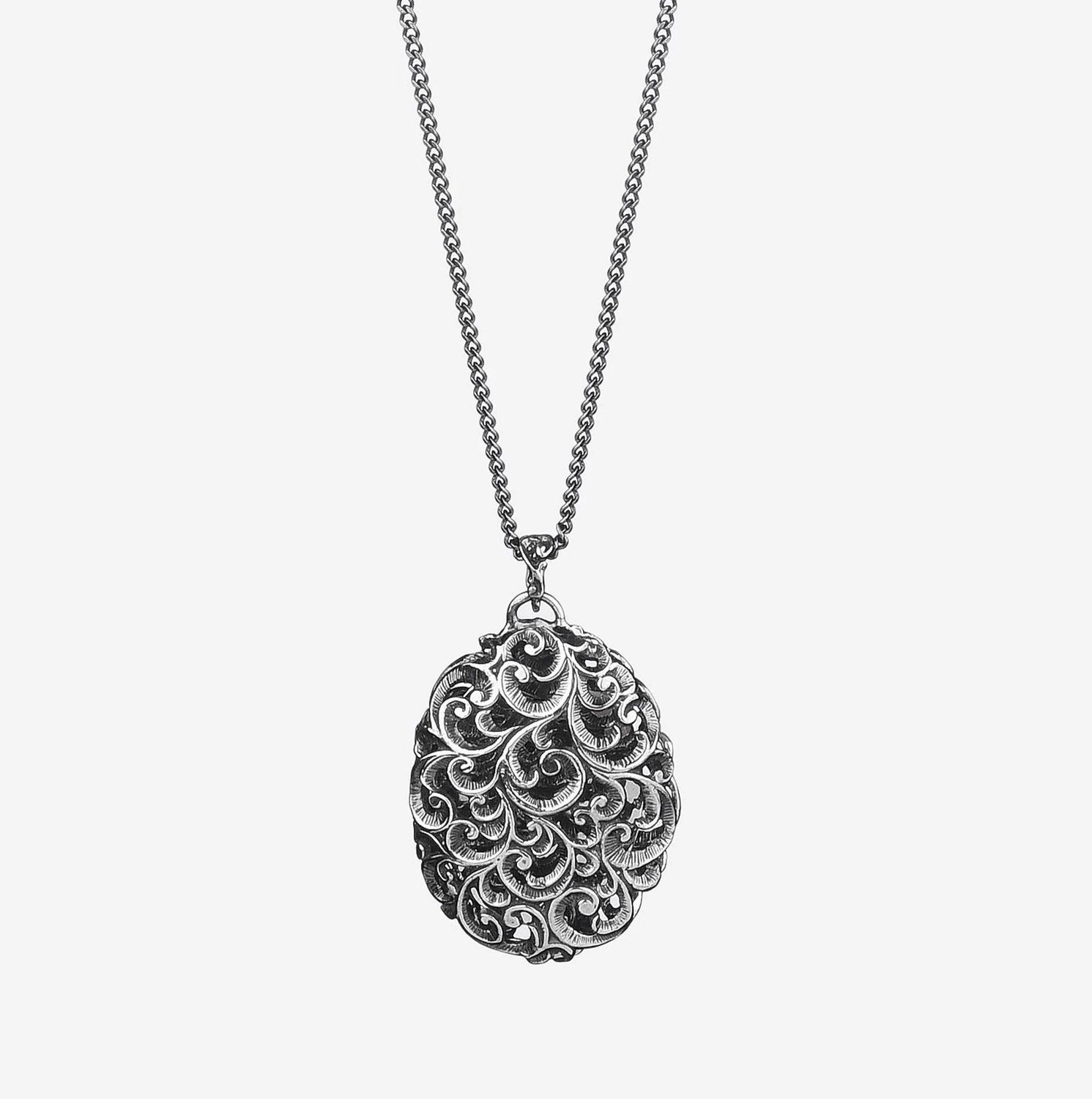 Carved Silver Oval Locket- Mariae Louisa 