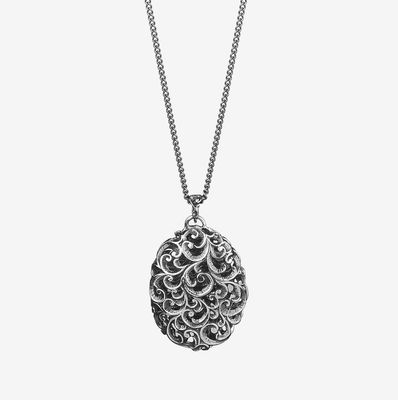 Carved Silver Oval Locket Carved Silver Oval Locket- Mariae Louisa