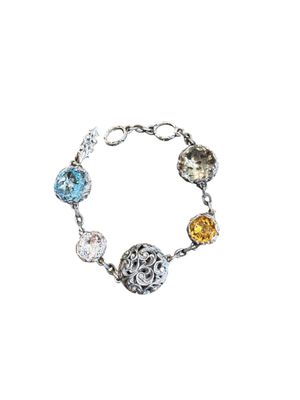 Silver Bracelet With Mixture of Gems.