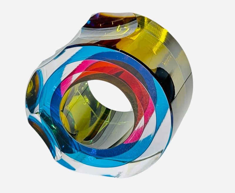 Small Deep Cut Slice Blue/Purple- Graeme Hawes- Glass Sculpture