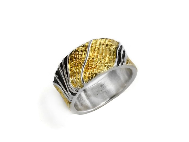Engraved silver & gold
