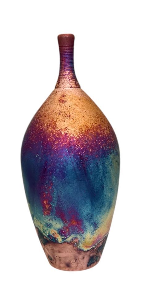 Copper Fired Raku Bottle