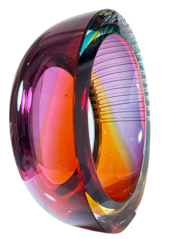 Large cut slice glass vessel