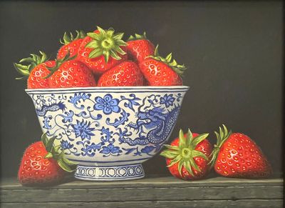 Dragon bowl and strawberries