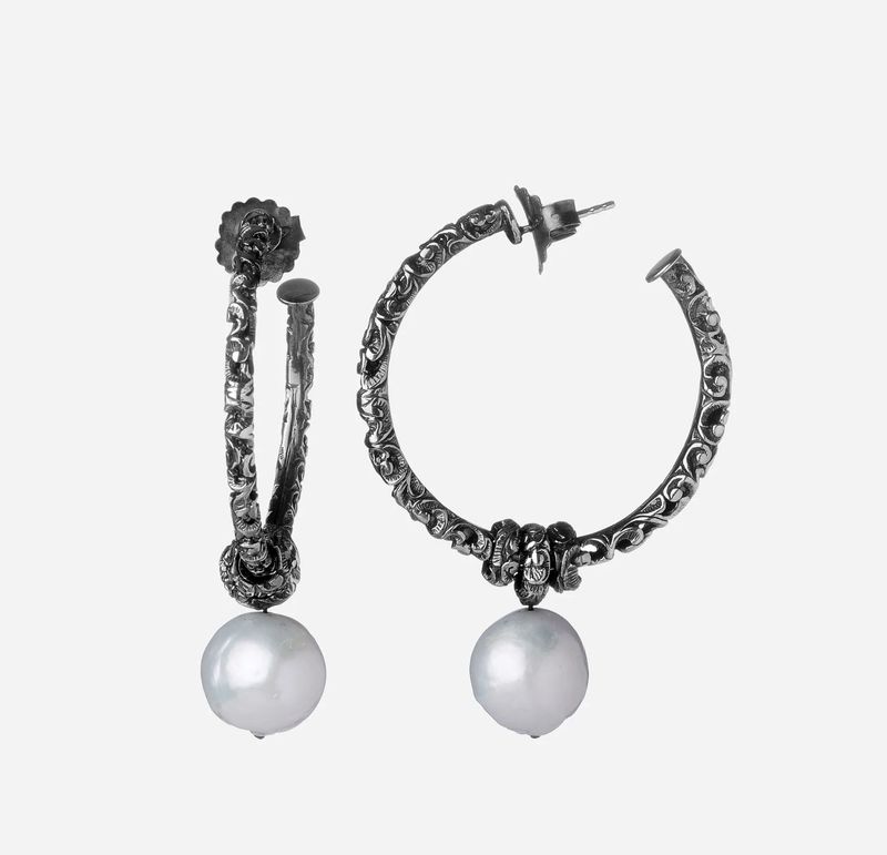 Baroque Pearl hoop earrings