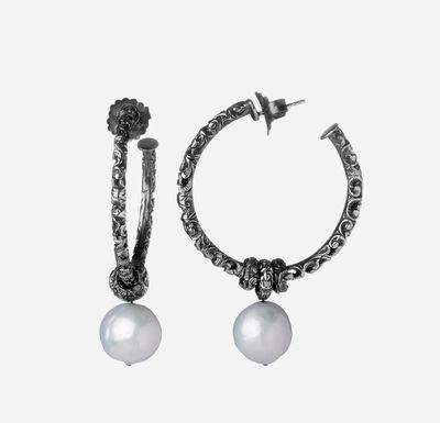 Baroque Pearl hoop earrings