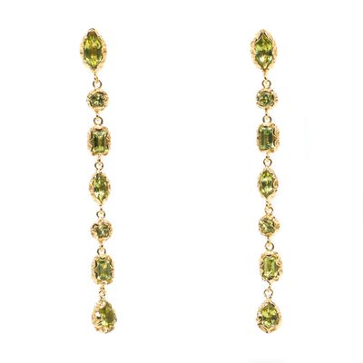 Statement Gold Peridot Drop Earrings