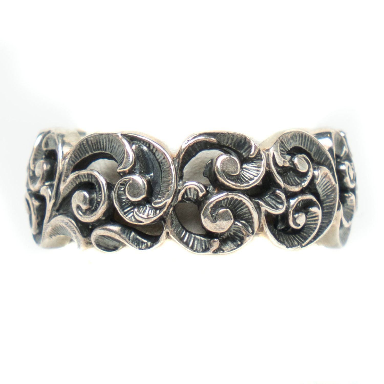 Carved Silver Band Ring