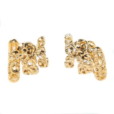 Trimble lobe three ring gold earrings