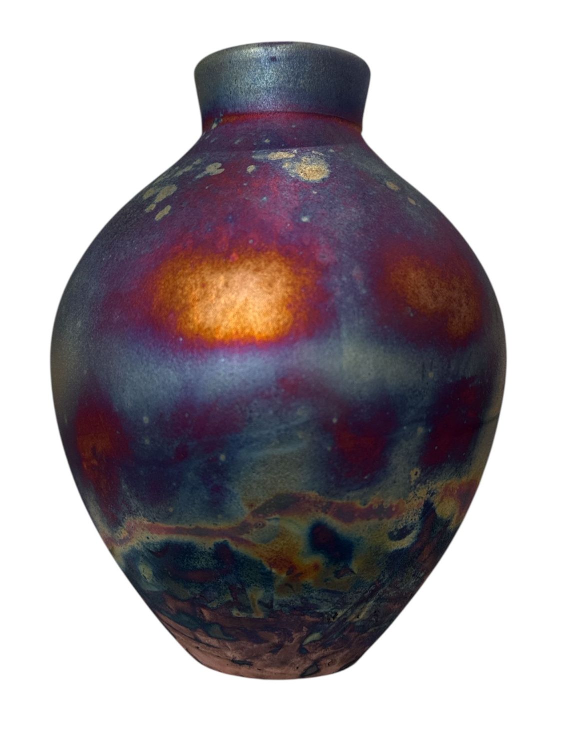 Copper Raku ceramic vessel