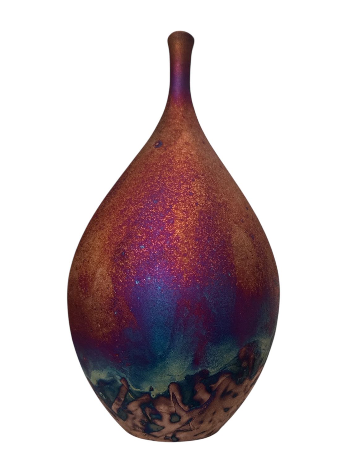 Raku tears drop vessel