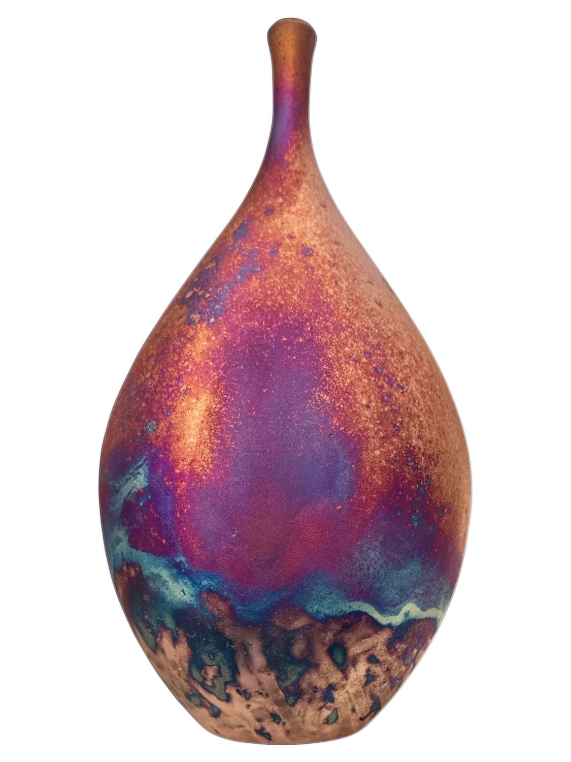 Raku teardrop vessel