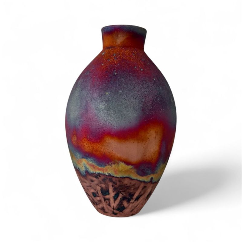 Copper Raku Medium Vase- Wide Copper Raku Medium Vase- Wide