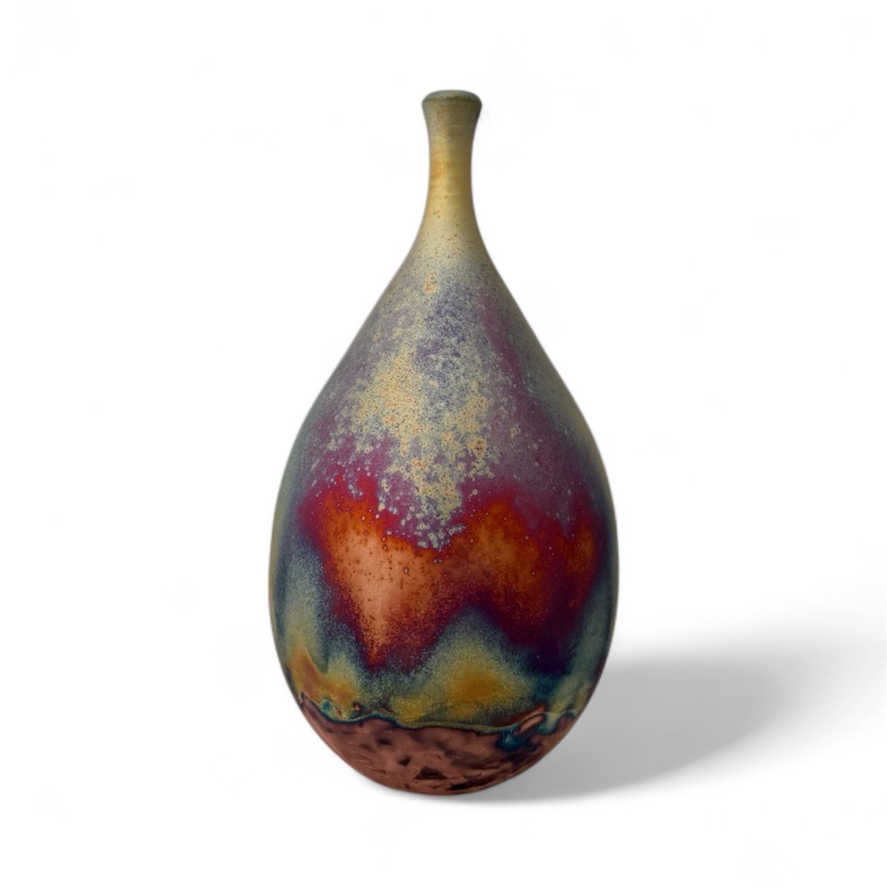 Copper Raku Small Teardrop Bottle