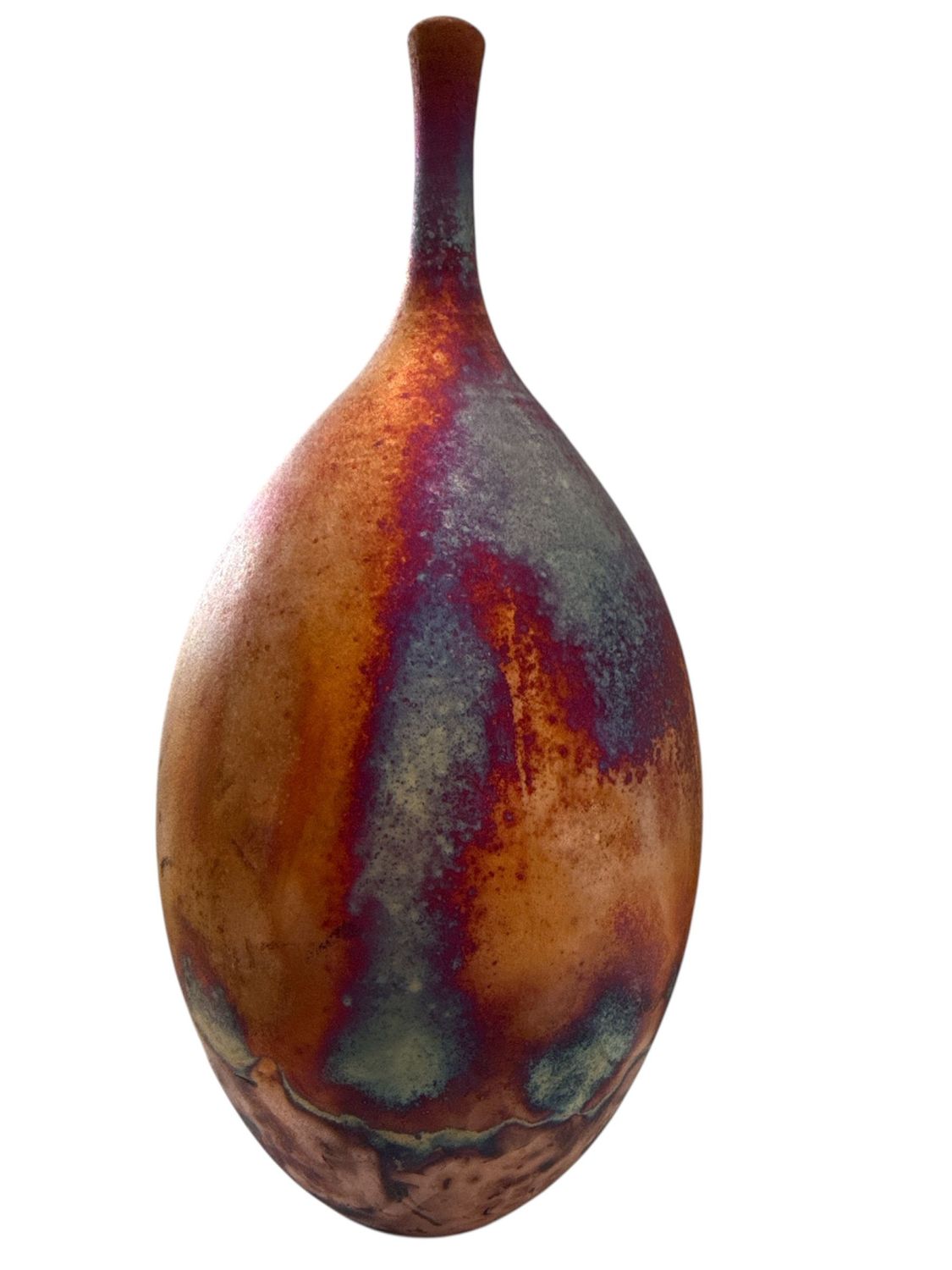 Raku teardrop bottle