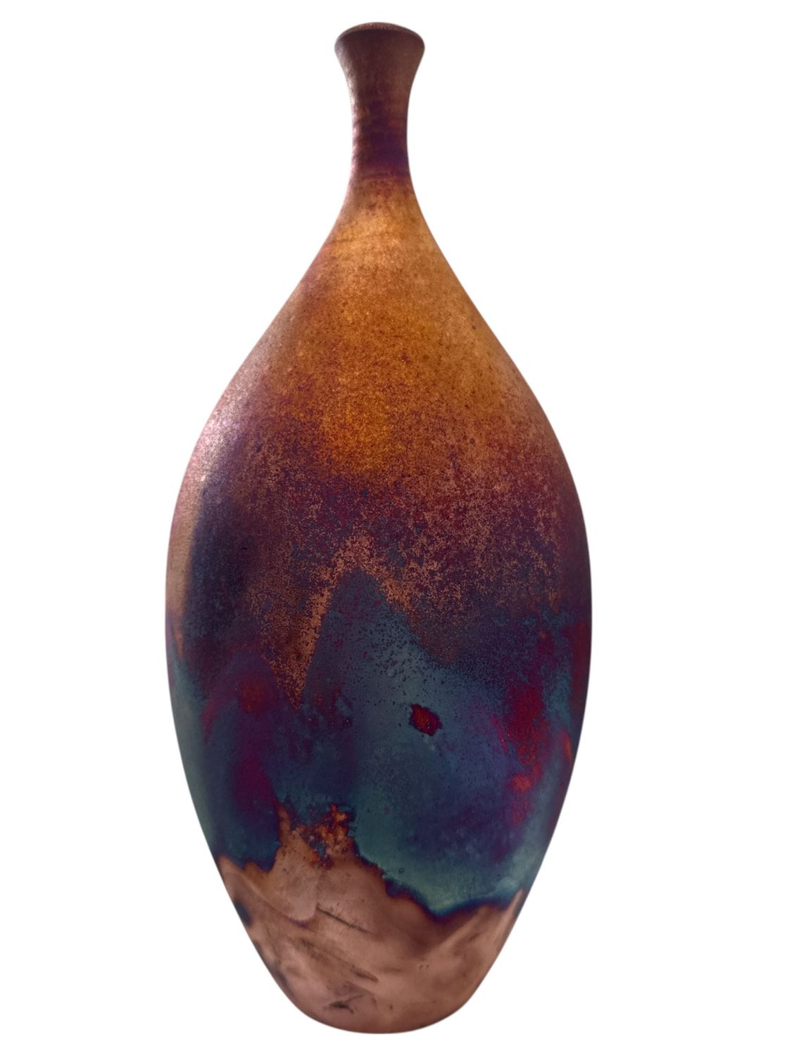 Raku teardrop vessel