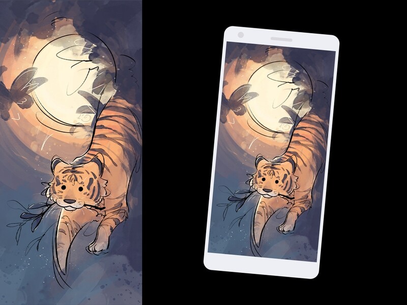 Tigre au clair de Lune - wallpaper