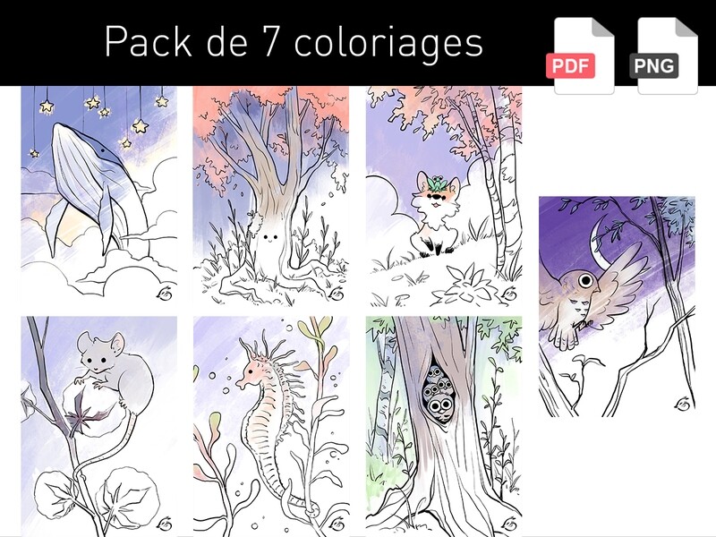 Pack de 7 coloriages