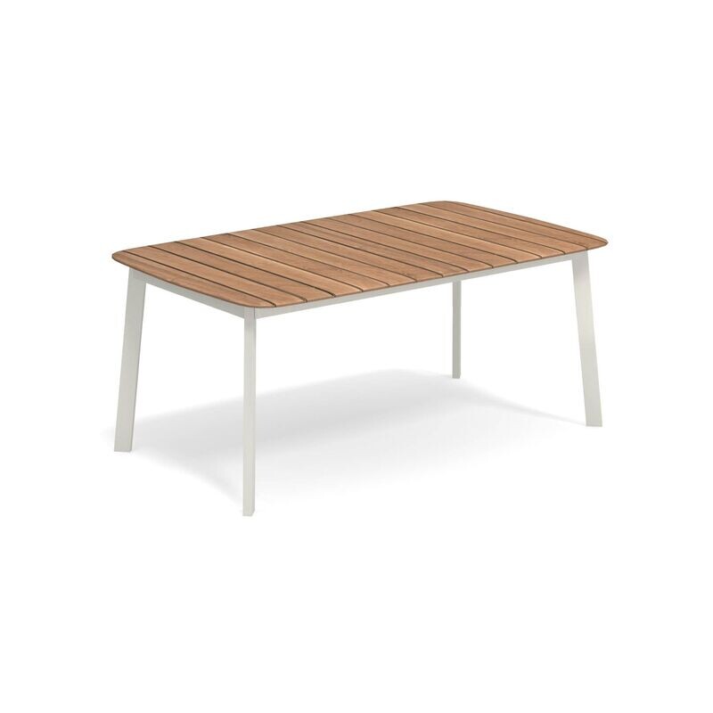 Tavolo Shine rettangolare 6 posti con piano in teak 166x100 cm