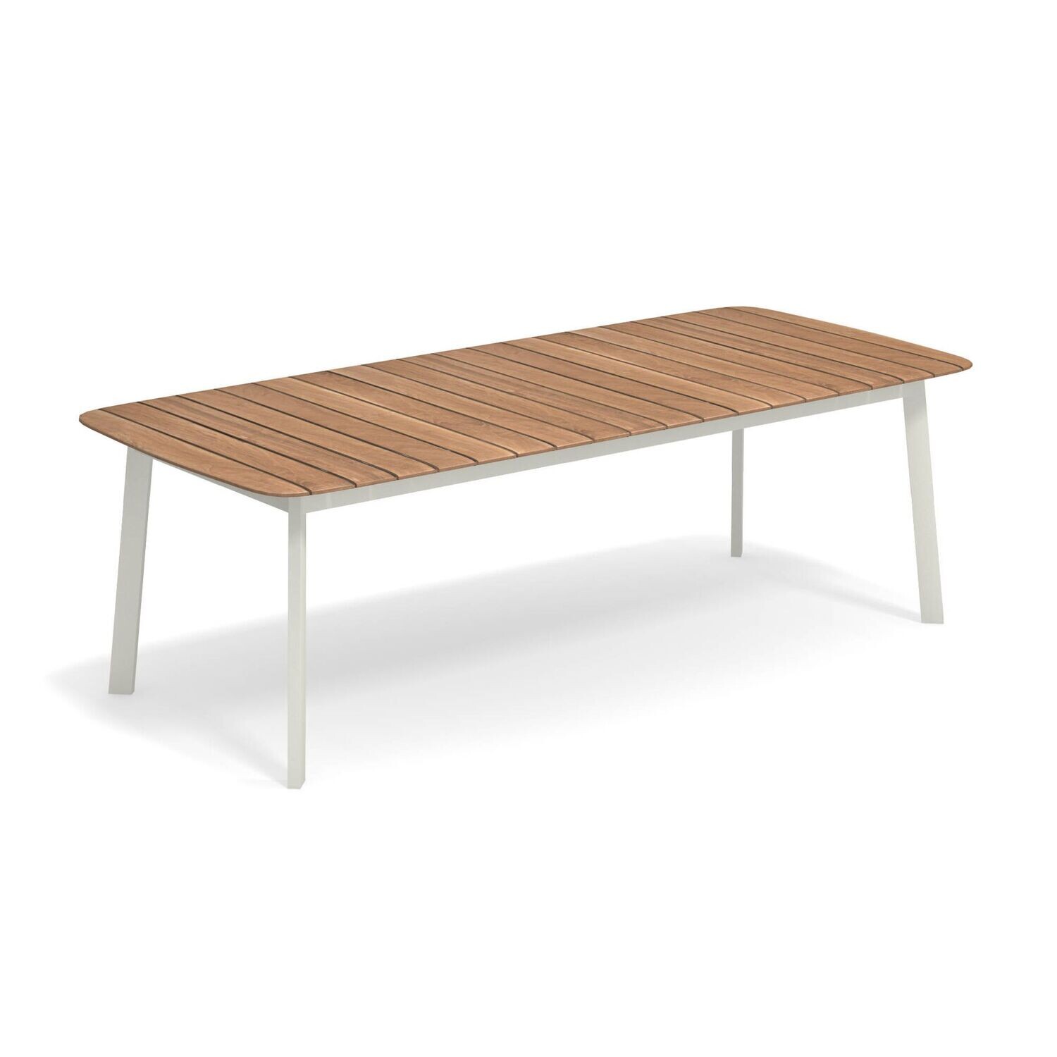 Tavolo Shine rettangolare 8 posti con piano in teak 225x100 cm