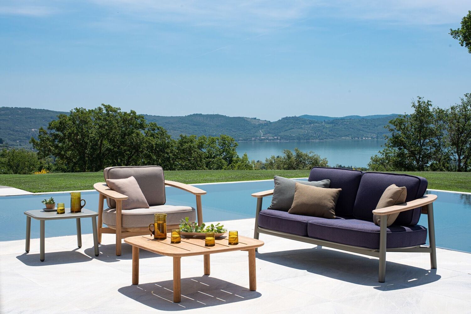 Divano Twins 2 posti Alu/Teak