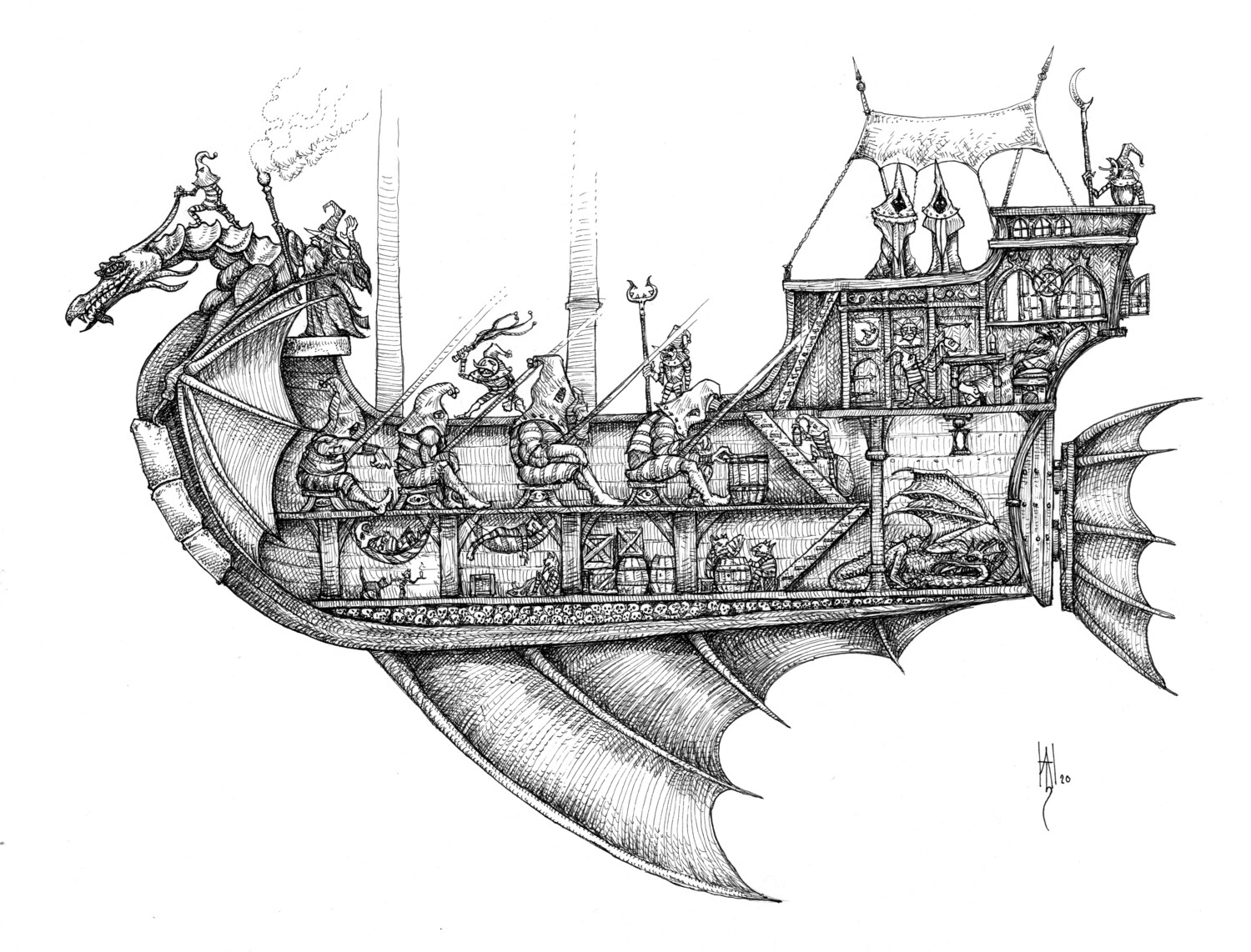 Dragon Ship Art Print