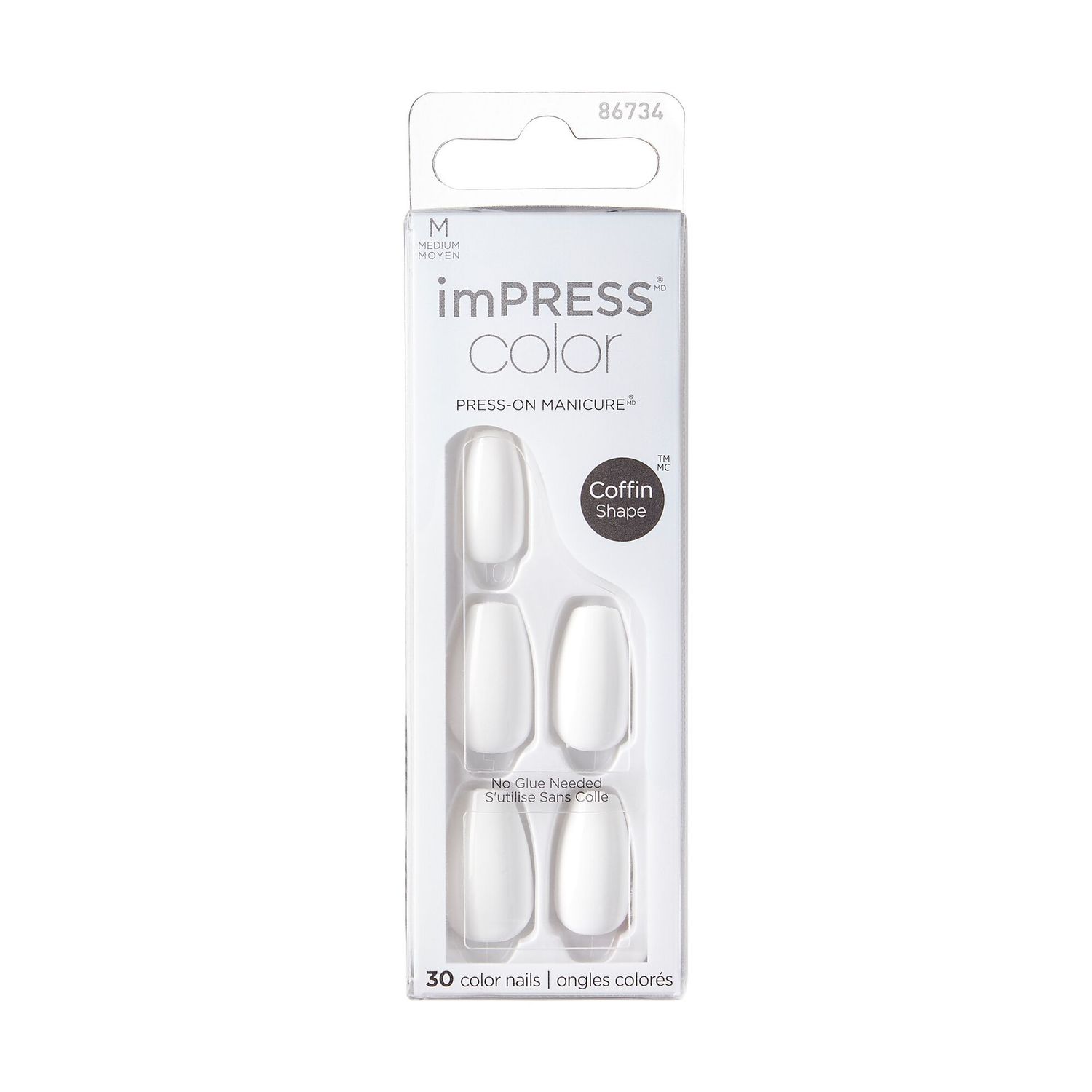 KISS imPress Press-On Manicure Color Medium Coffin - Frosting