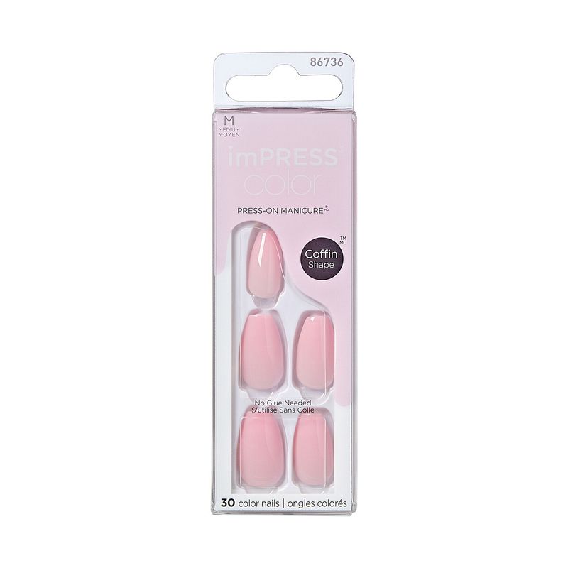 KISS imPress Press-On Manicure Color Medium Coffin - Pink Dream