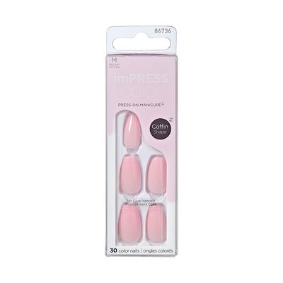 KISS imPress Press-On Manicure Color Medium Coffin - Pink Dream