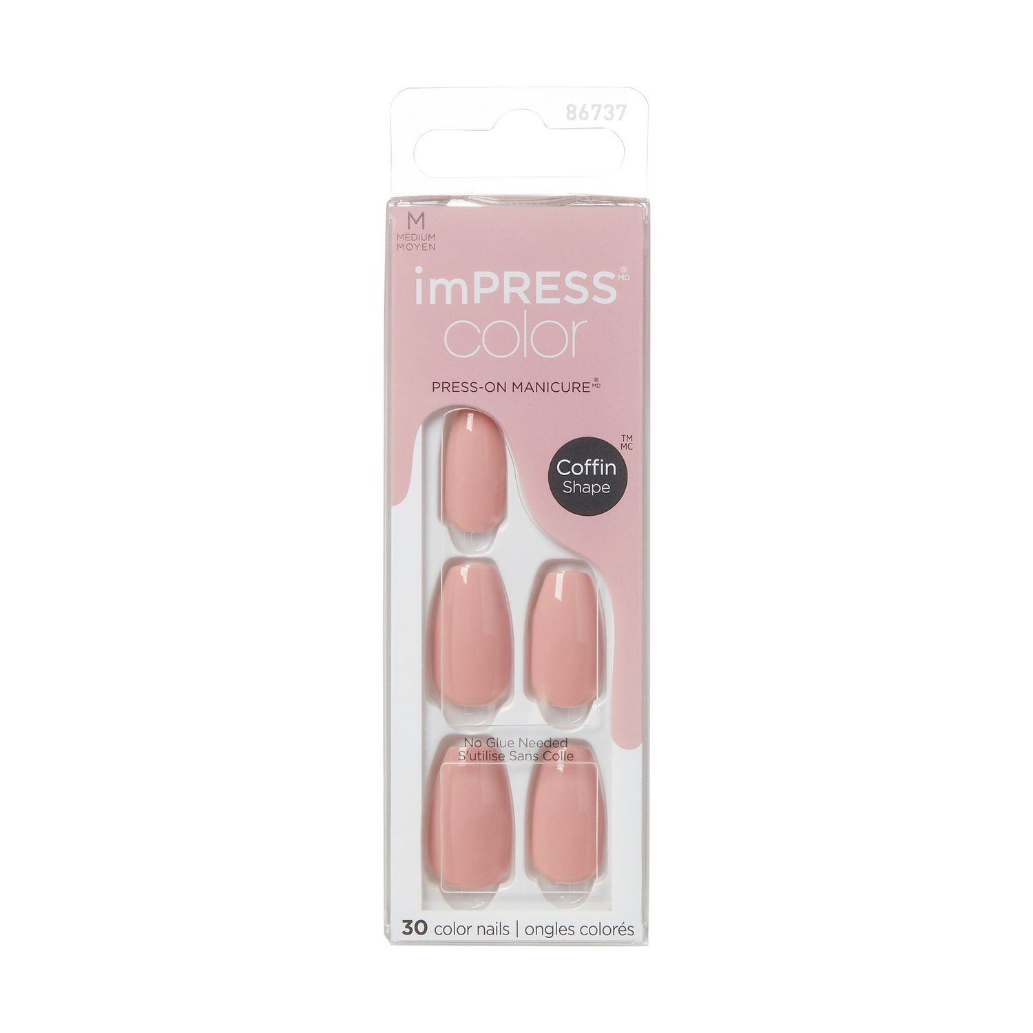 KISS imPress Press-On Manicure Color Medium Coffin - Sumptuous