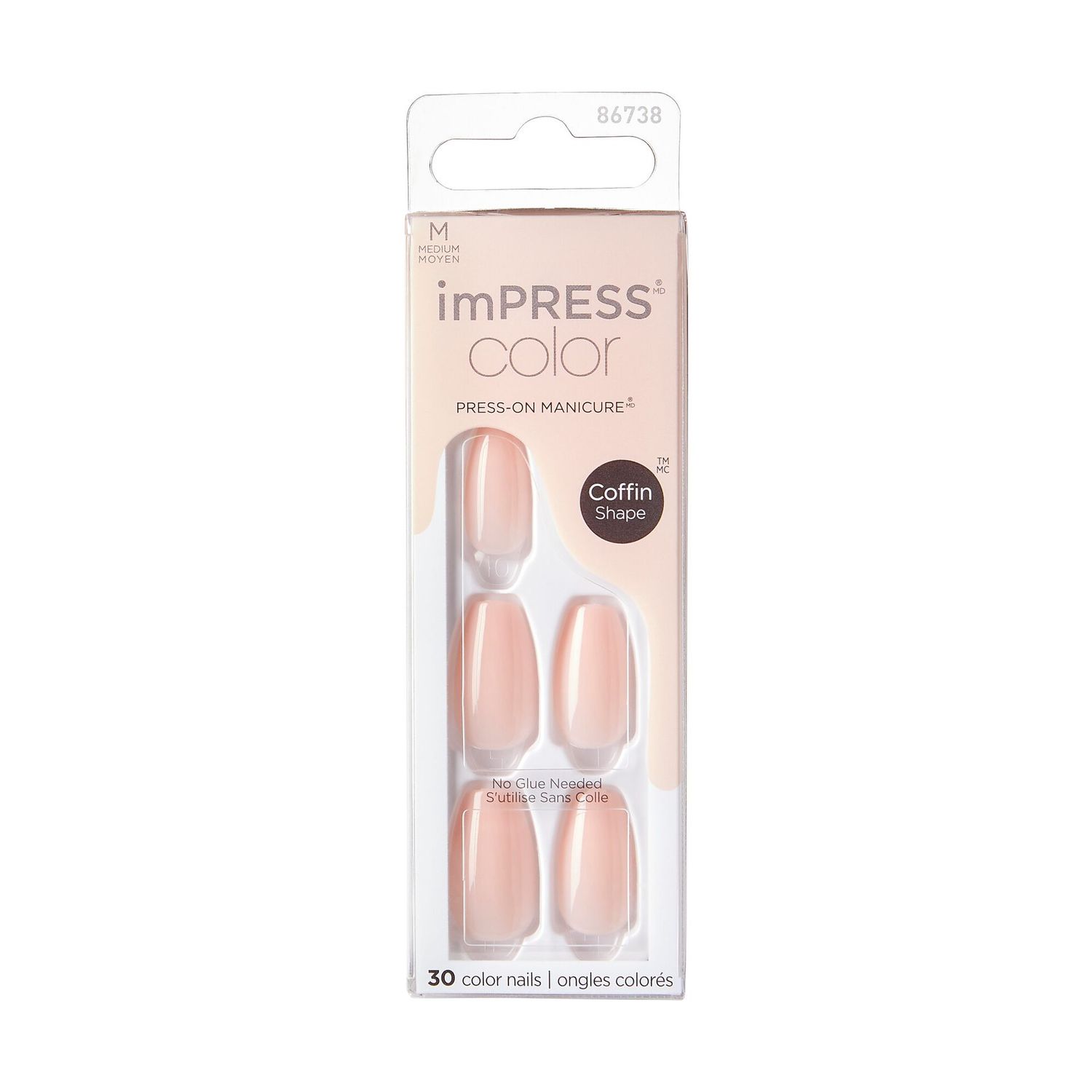 KISS imPress Press-On Manicure Color Medium Coffin - Bubble Kiss KISS imPress Press-On Manicure Color Medium Coffin - Bubble Kiss