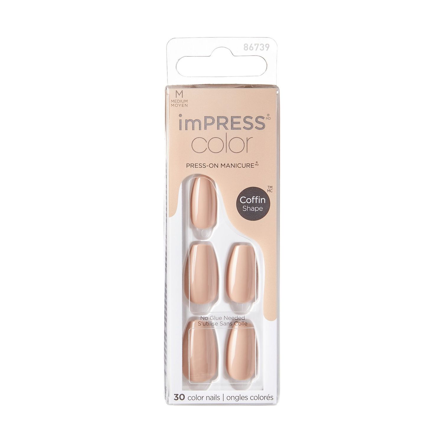 KISS imPress Press-On Manicure Color Medium Coffin - Latte