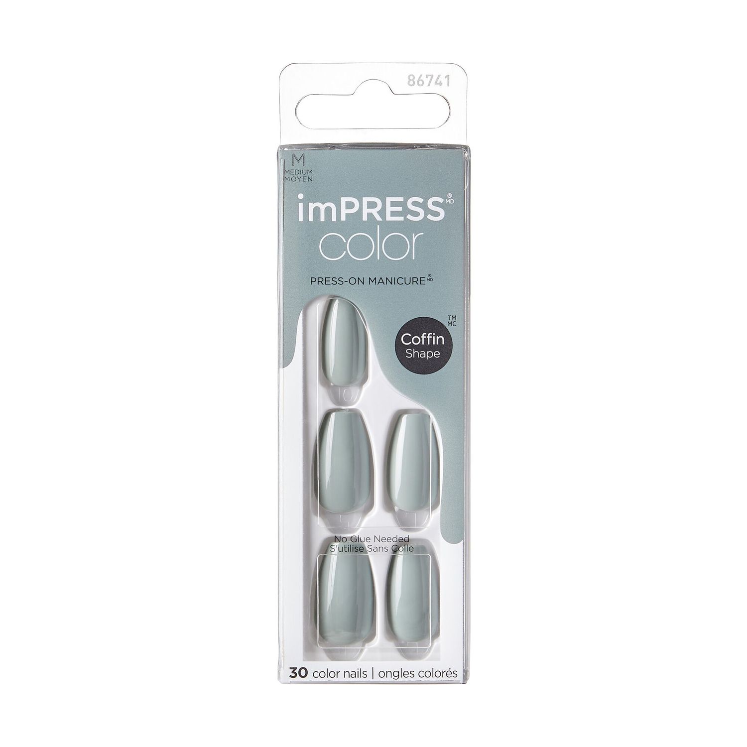 KISS imPress Press-On Manicure Color Medium Coffin - Going Green