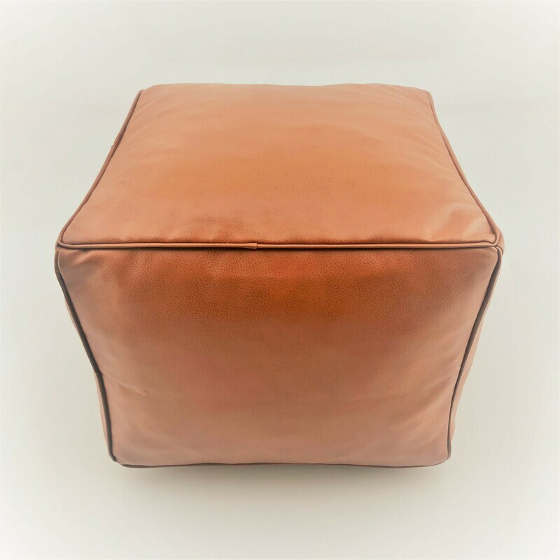 Moroccan Square Pouf Faux Leather Unstuffed