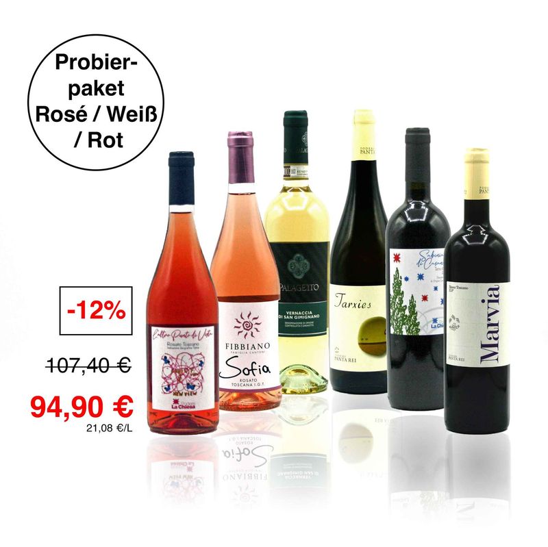 Rot- / Rosé- / Weißwein Probierpaket Rot- / Rosé- / Weißwein Probierpaket