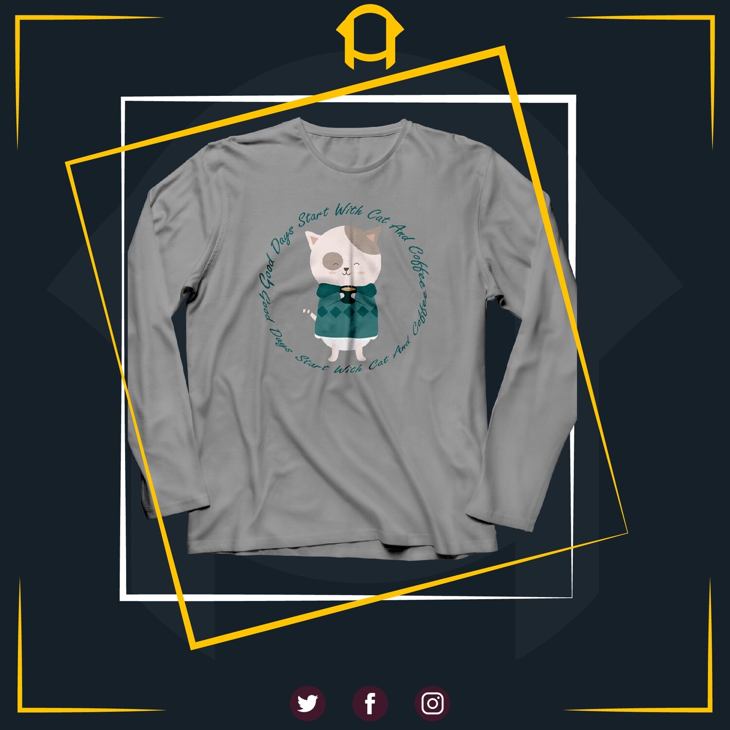 long sleeve cat &amp; coffee