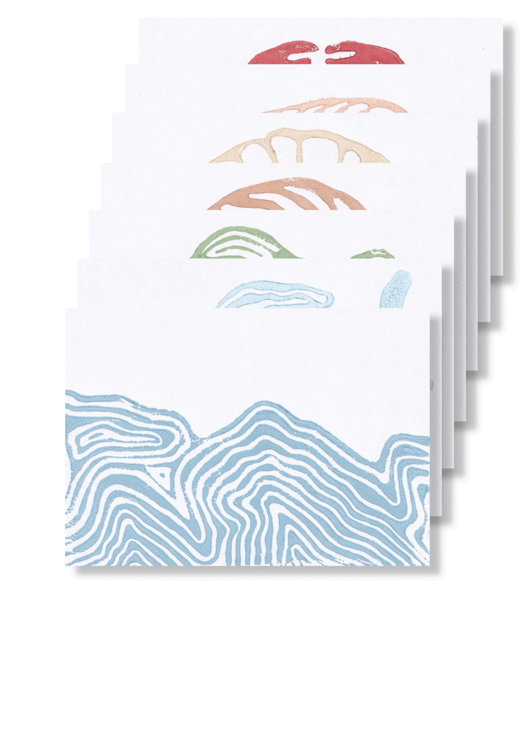 Set van zeven zee postkaarten
