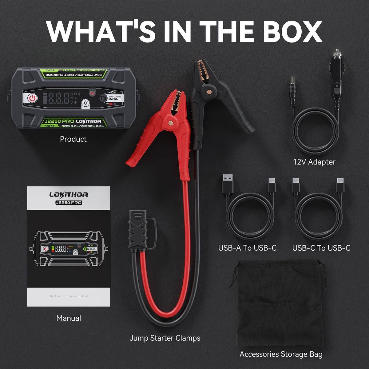 LOKITHOR J2250 PRO Jump Starter 2250Amp with 2000 Cycle Life (Free Delivery)