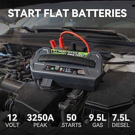 J3250 PRO Jump Starter with ConnectMax, 3250A LiFePO4 Car Starter Battery for 9.5L Gas and 7.5L Diesel Engines, Jump Pack with 100W Two-Way Fast Charging, Super-Safe and 2000 Cycle Life