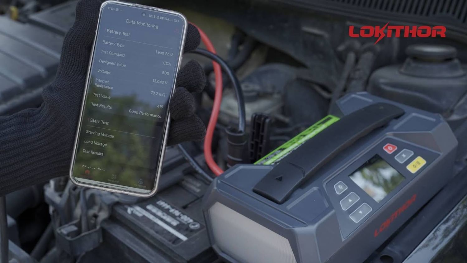 LOKITHOR JTC 4250  3 in 1 -Booster -Charger-Battery tester with screen and mobile App