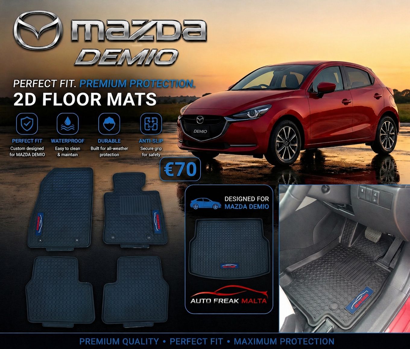 Mazda Demio/2 Custom Made Rubber Floor Mats