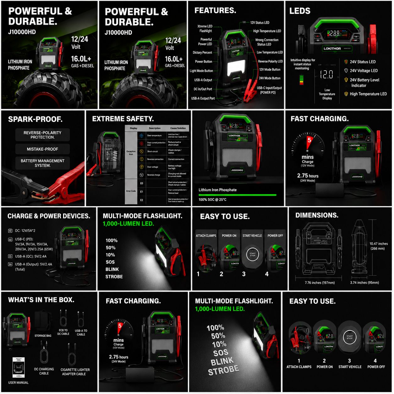 LOKITHOR J10000HD 12V 10000 Amp and 24V 5000 Amp Jump Starter ( By order only )