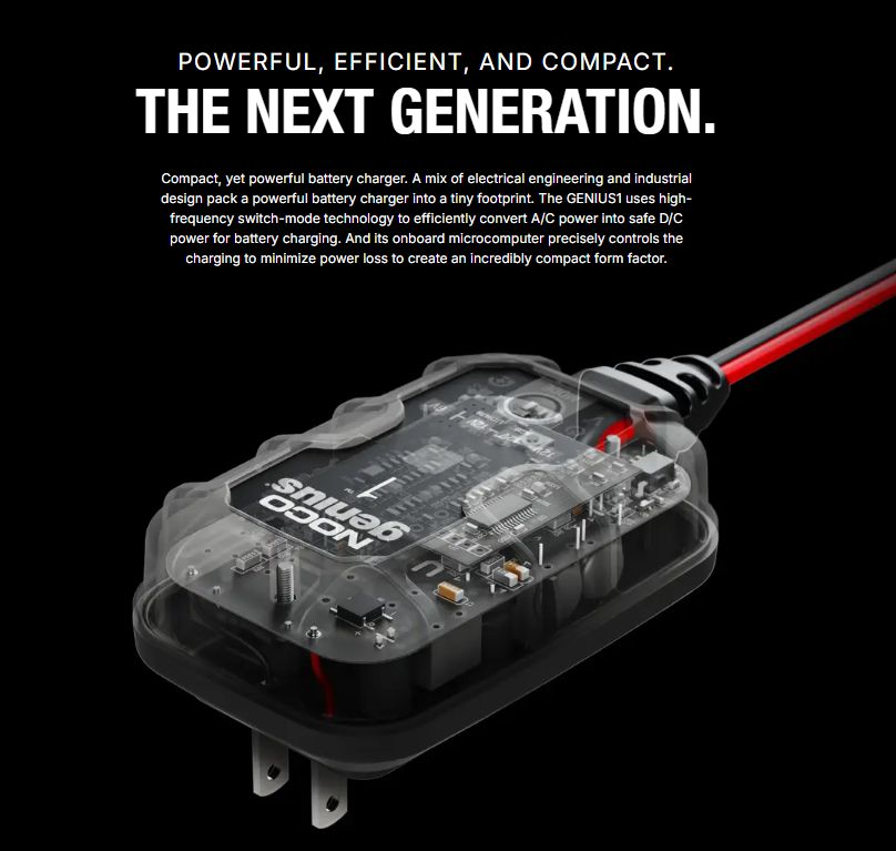 GENIUS1 6V/12V 1A Smart Battery Charger 1-Amp Battery Charger Battery Maintainer + Battery Desulfator