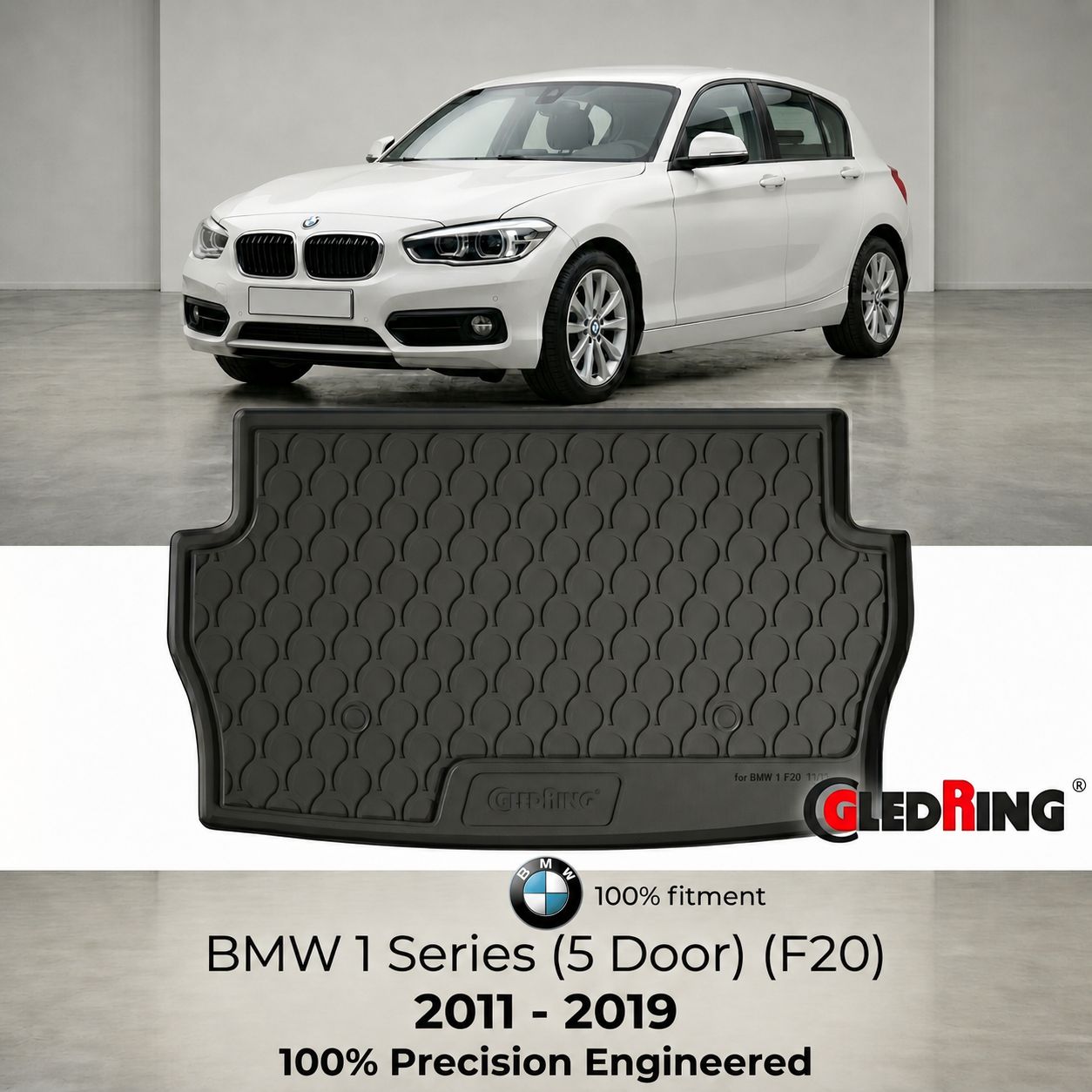 Gledring Custom-Fit Rubber Boot Mat to fit BMW 1 Series (5 Door) (F20) 2011 - 2019