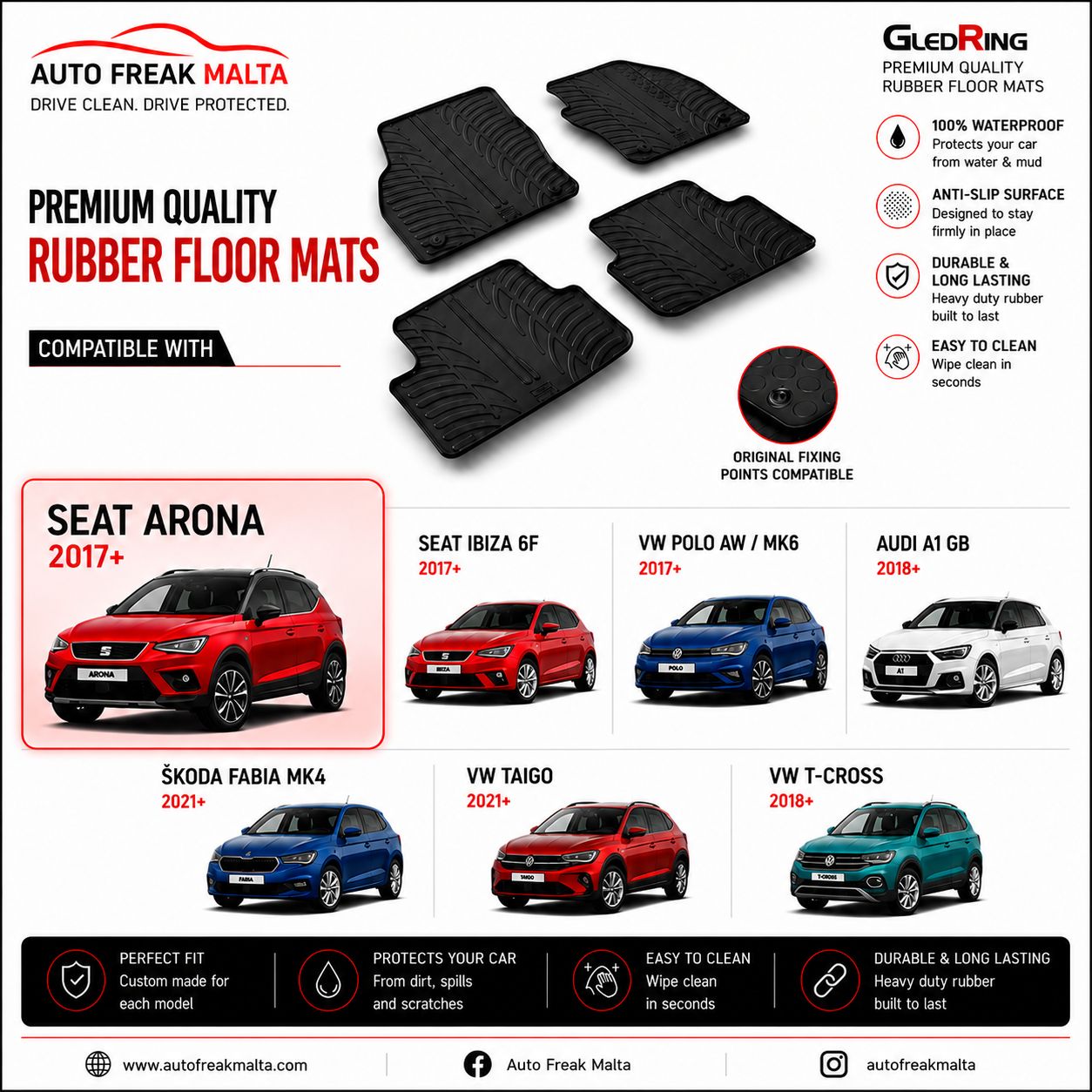 SEAT ARONA 2017+ / AUDI A1 GB 2018+ / SKODA FABIA MK4 2021+ / VW TAIGO 2021+ / VW T-CROSS 2018+/VW POLO AW / MK6 2017+ / SEAT IBIZA 6F 2017+