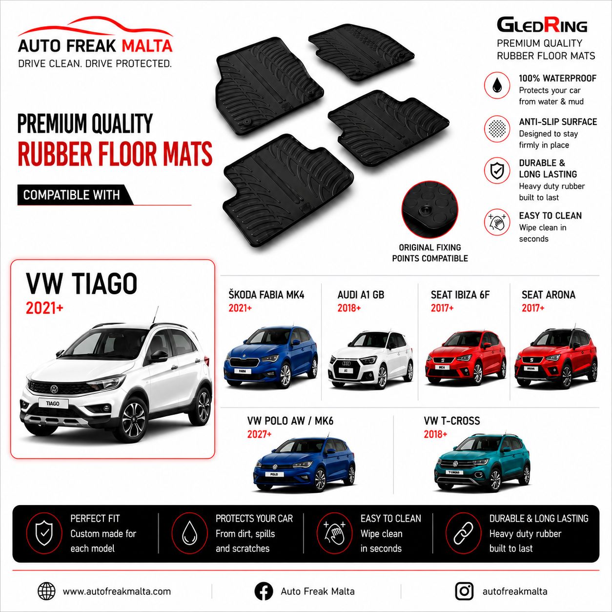VW TAIGO 2021+ / VW T-CROSS 2018+/VW POLO AW / MK6 2017+ / SEAT IBIZA 6F 2017+ / SEAT ARONA 2017+ / AUDI A1 GB 2018+ / SKODA FABIA MK4 2021+